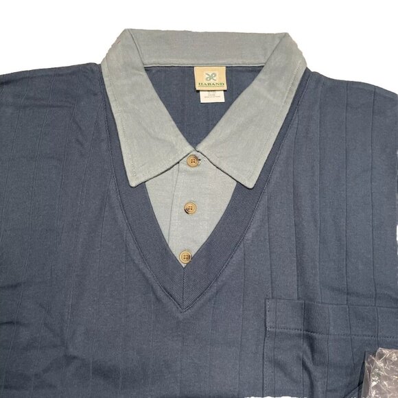 VTG 60s Haband Shirt Sz XXL Blue Beige Long Sleeve Layered Look Madmen Lot of 2 - Picture 3 of 14